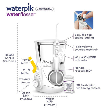 Waterpik Whitening Professional Water Flosser Electric Oral Irrigator Whitens Teeth Gently -